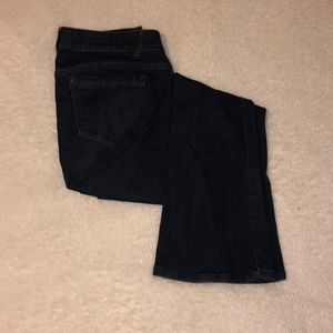 Boot leg jeans with elastic waist band